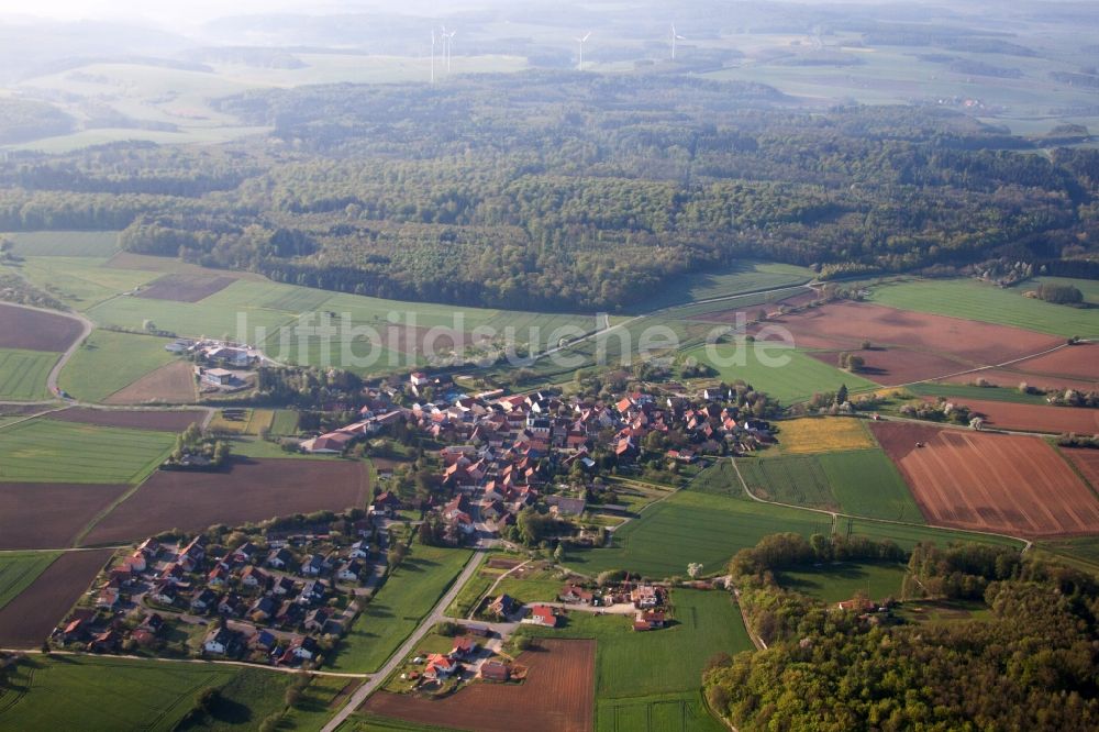 Ahorn aus der Vogelperspektive: Dorf - Ansicht im Ortsteil Buch in Ahorn im Bundesland Baden-Württemberg