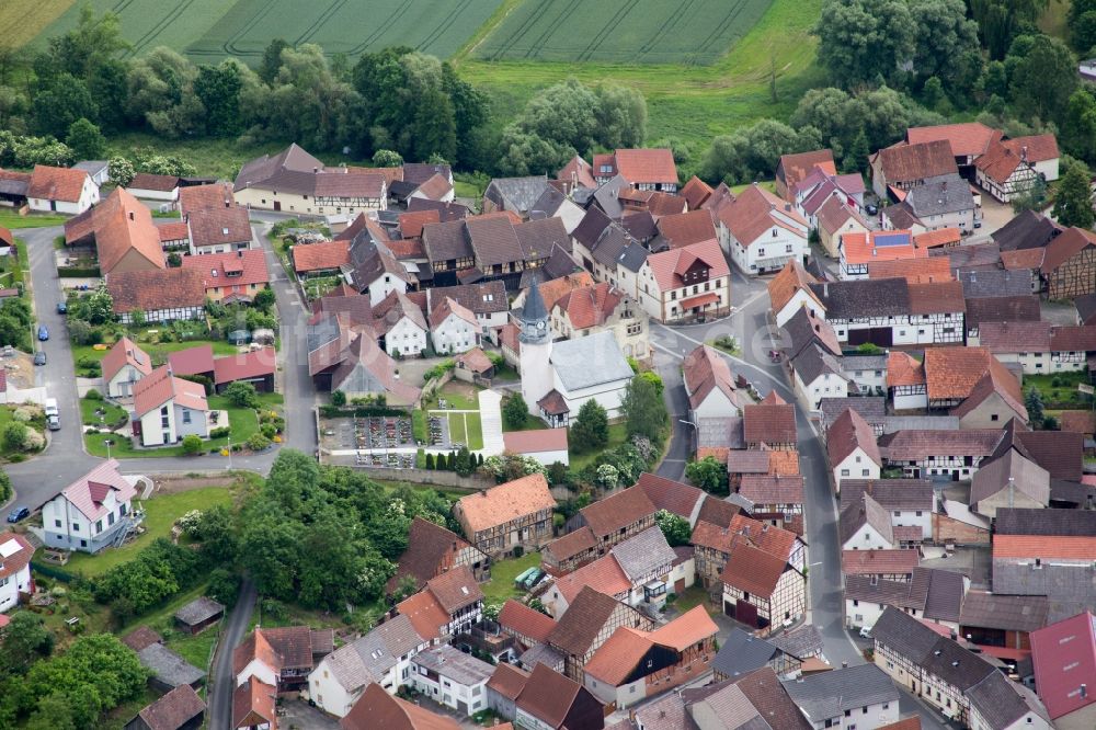 Luftbild Höchheim - Dorf - Ansicht im Ortsteil Gollmuthhausen in Höchheim im Bundesland Bayern, Deutschland