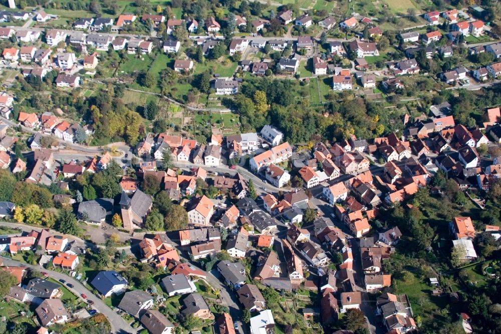 Karlsruhe von oben - Dorf - Ansicht im Ortsteil Grünwettersbach in Karlsruhe im Bundesland Baden-Württemberg