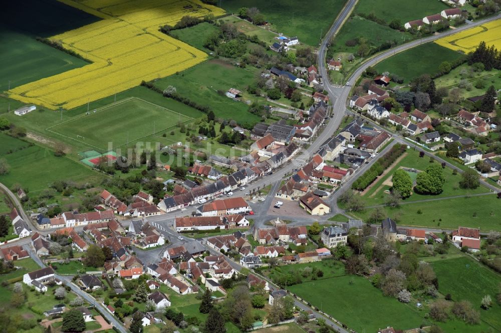 Luftaufnahme Ourouer-les-Bourdelins - Dorf - Ansicht von Ourouer-les-Bourdelins in Centre-Val de Loire, Frankreich