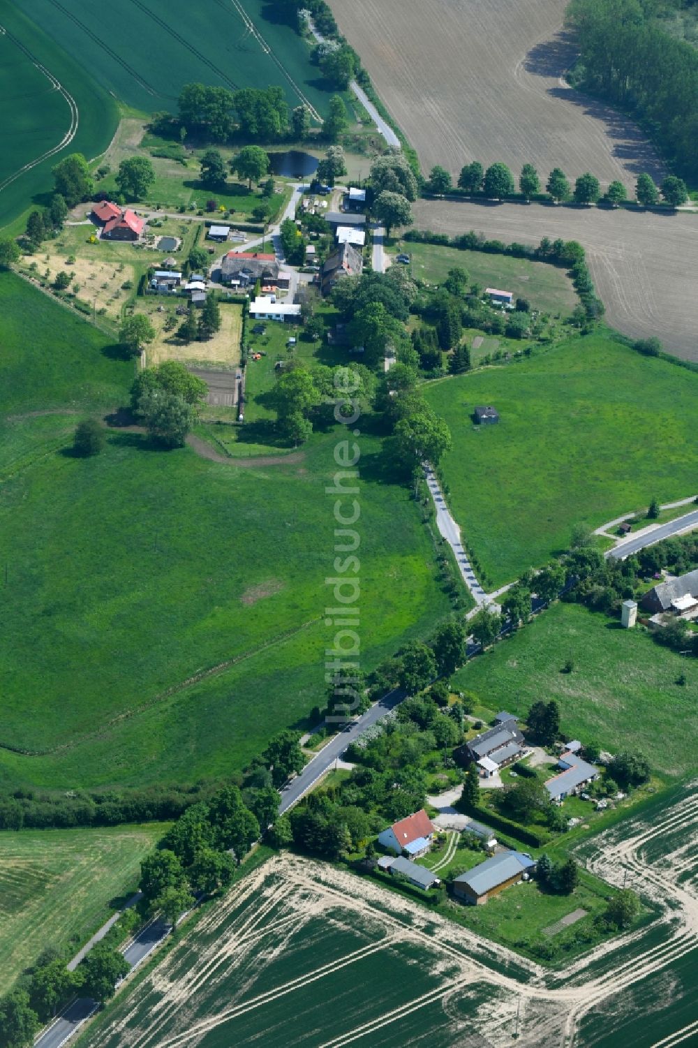 Luftbild Dalberg-Wendelstorf - Dorf - Ansicht am Rande von Feldern in Dalberg-Wendelstorf im Bundesland Mecklenburg-Vorpommern, Deutschland