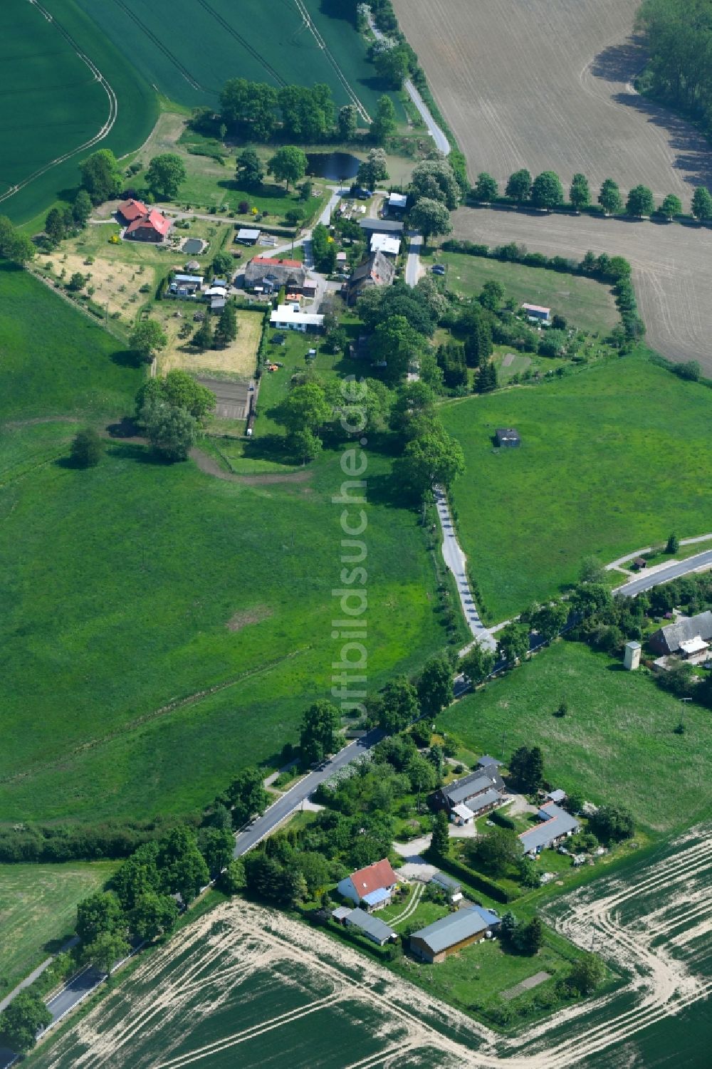 Dalberg-Wendelstorf von oben - Dorf - Ansicht am Rande von Feldern in Dalberg-Wendelstorf im Bundesland Mecklenburg-Vorpommern, Deutschland