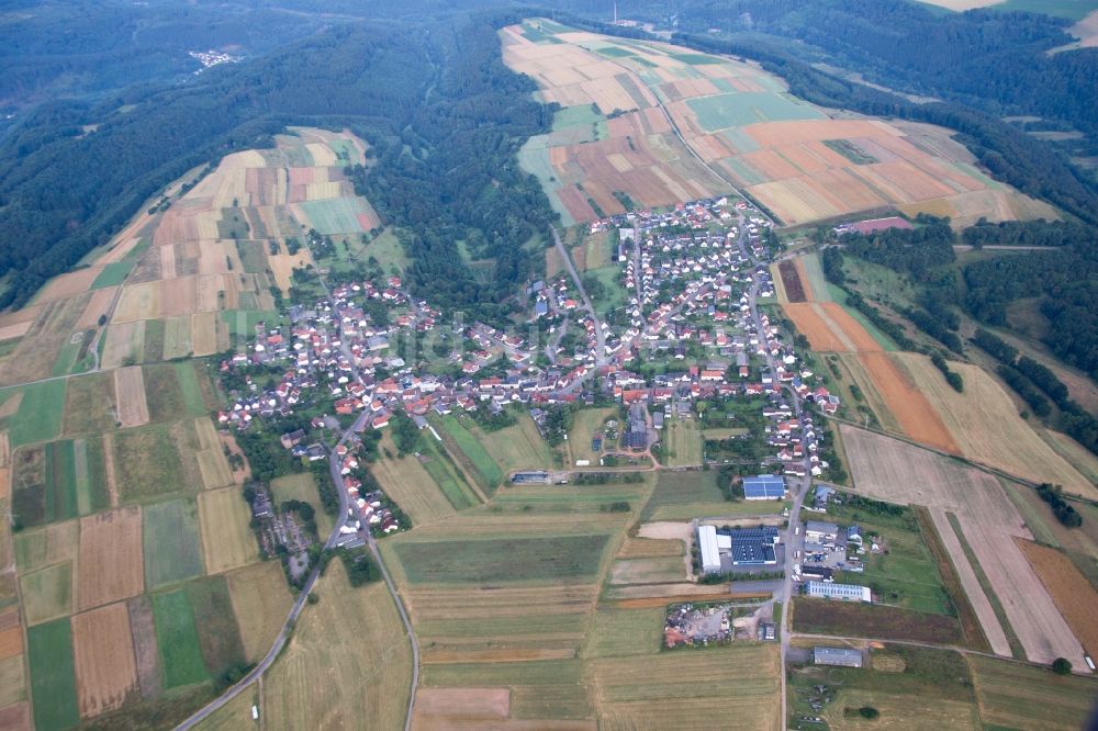 Luftaufnahme Donsieders - Dorf - Ansicht am Rande von Feldern in Donsieders im Bundesland Rheinland-Pfalz