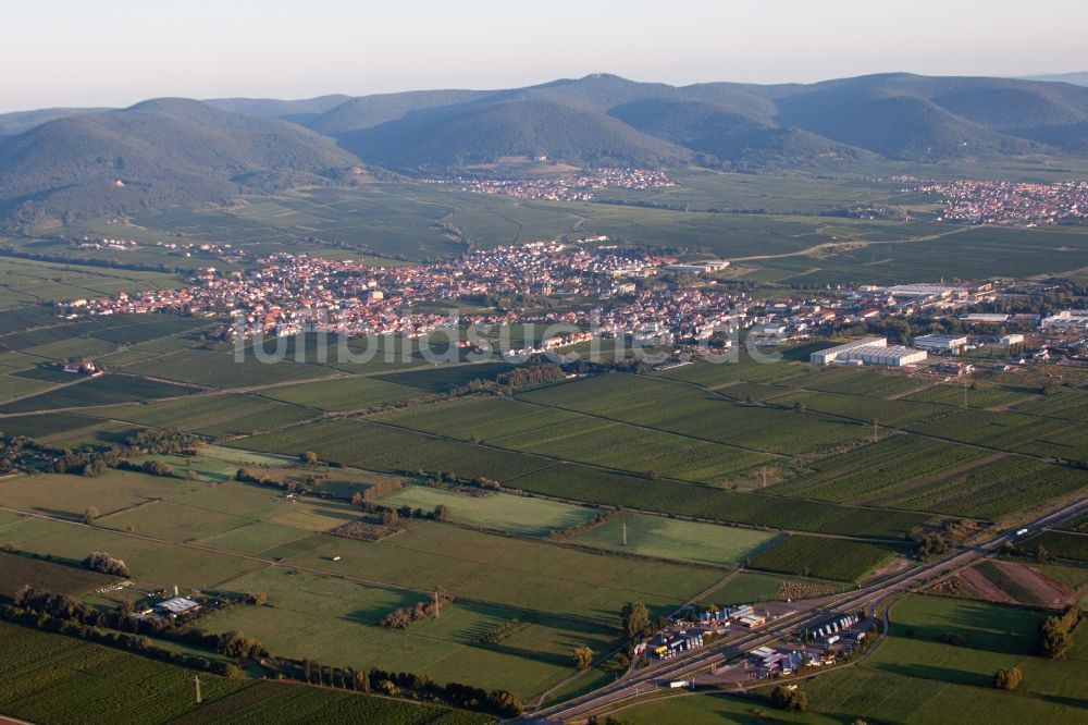 Edenkoben aus der Vogelperspektive: Dorf - Ansicht am Rande von Feldern in Edenkoben im Bundesland Rheinland-Pfalz