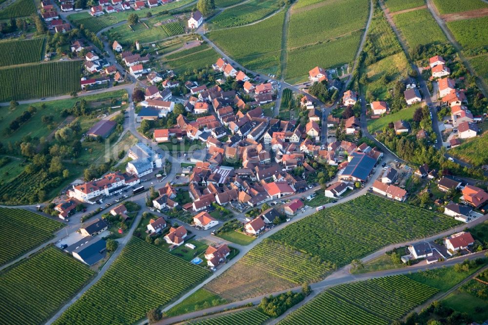 Gleiszellen-Gleishorbach aus der Vogelperspektive: Dorf - Ansicht am Rande von Feldern in Gleiszellen-Gleishorbach im Bundesland Rheinland-Pfalz, Deutschland