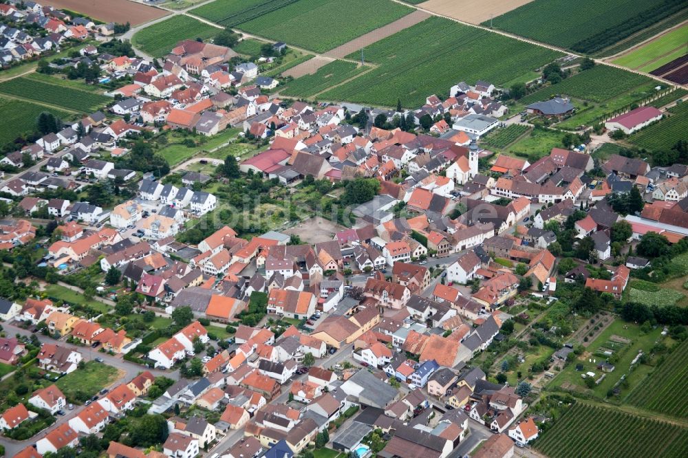 Gönnheim von oben - Dorf - Ansicht am Rande von Feldern in Gönnheim im Bundesland Rheinland-Pfalz, Deutschland