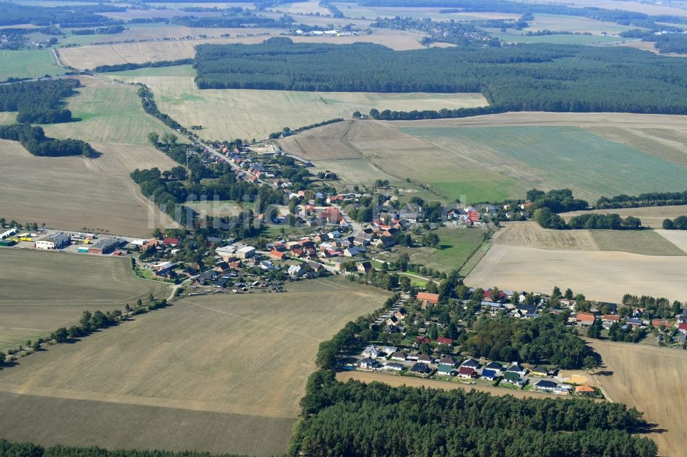 Groß Godems aus der Vogelperspektive: Dorf - Ansicht am Rande von Feldern in Groß Godems im Bundesland Mecklenburg-Vorpommern, Deutschland