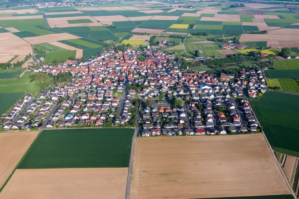 Groß-Umstadt von oben - Dorf - Ansicht am Rande von Feldern in Groß-Umstadt im Bundesland Hessen, Deutschland