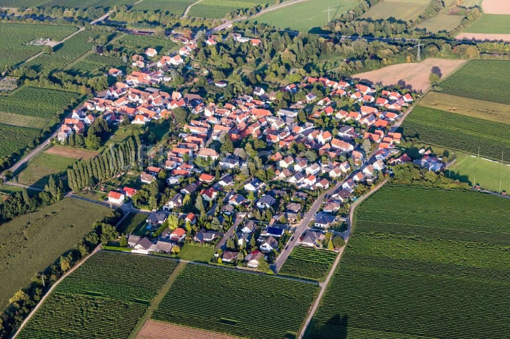 Luftbild Knöringen - Dorf - Ansicht am Rande von Feldern in Knöringen im Bundesland Rheinland-Pfalz, Deutschland