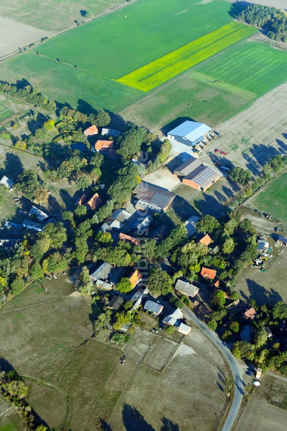 Marleben von oben - Dorf - Ansicht am Rande von Feldern in Marleben im Bundesland Niedersachsen, Deutschland