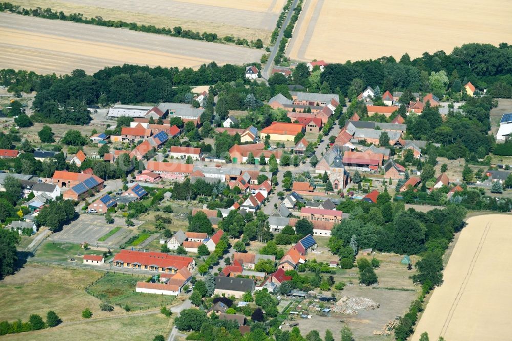 Luftbild Mechau - Dorf - Ansicht am Rande von Feldern in Mechau im Bundesland Sachsen-Anhalt, Deutschland