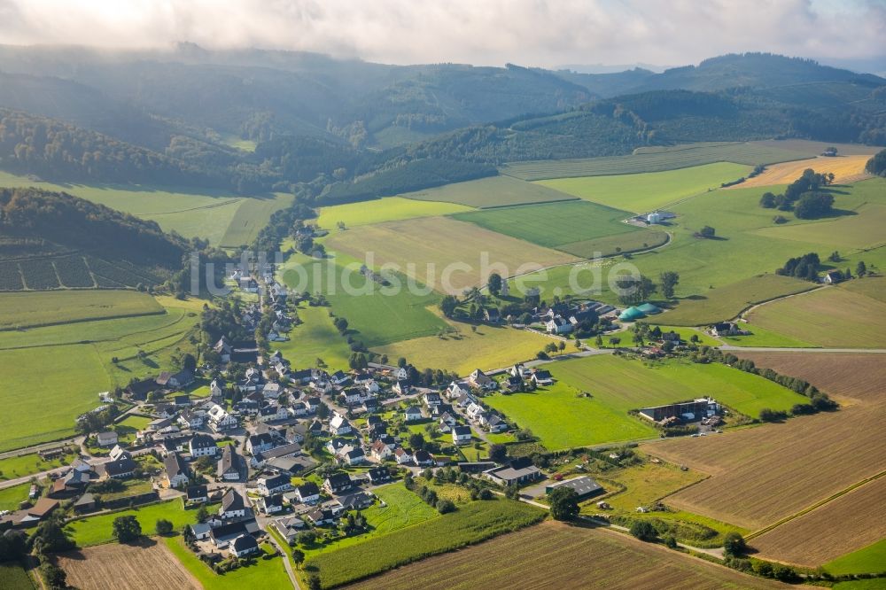 Meschede von oben - Dorf - Ansicht am Rande von Feldern in Meschede im Bundesland Nordrhein-Westfalen, Deutschland