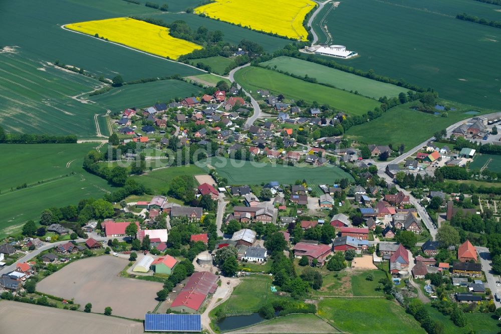 Neuengörs von oben - Dorf - Ansicht am Rande von Feldern in Neuengörs im Bundesland Schleswig-Holstein, Deutschland