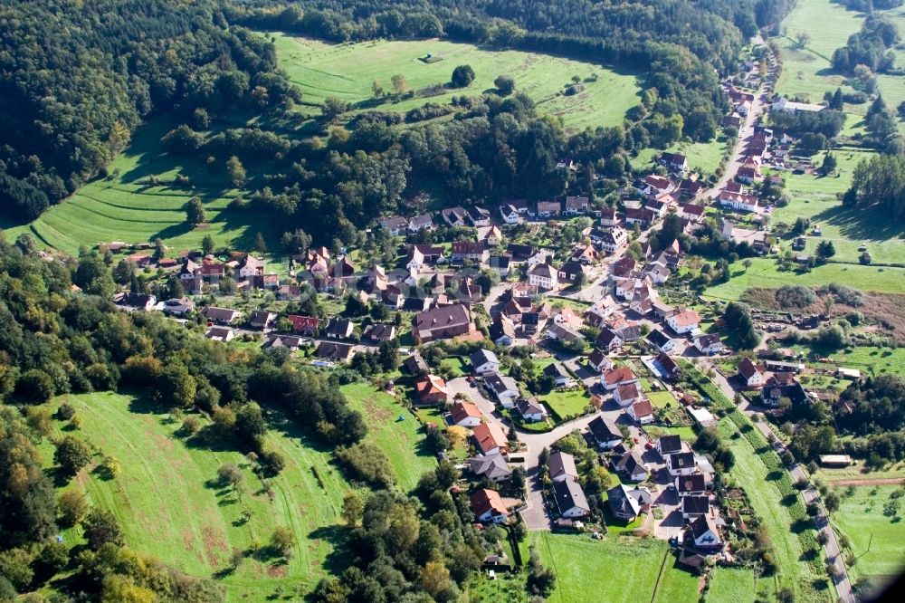 Niederschlettenbach aus der Vogelperspektive: Dorf - Ansicht am Rande von Feldern in Niederschlettenbach im Bundesland Rheinland-Pfalz