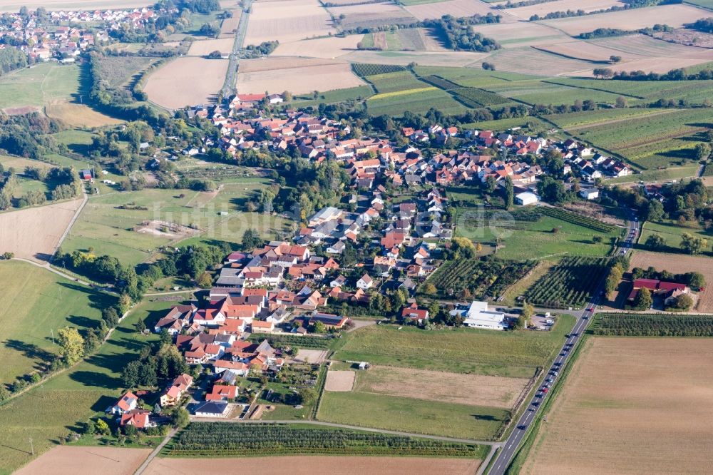 Oberhausen aus der Vogelperspektive: Dorf - Ansicht am Rande von Feldern in Oberhausen im Bundesland Rheinland-Pfalz, Deutschland