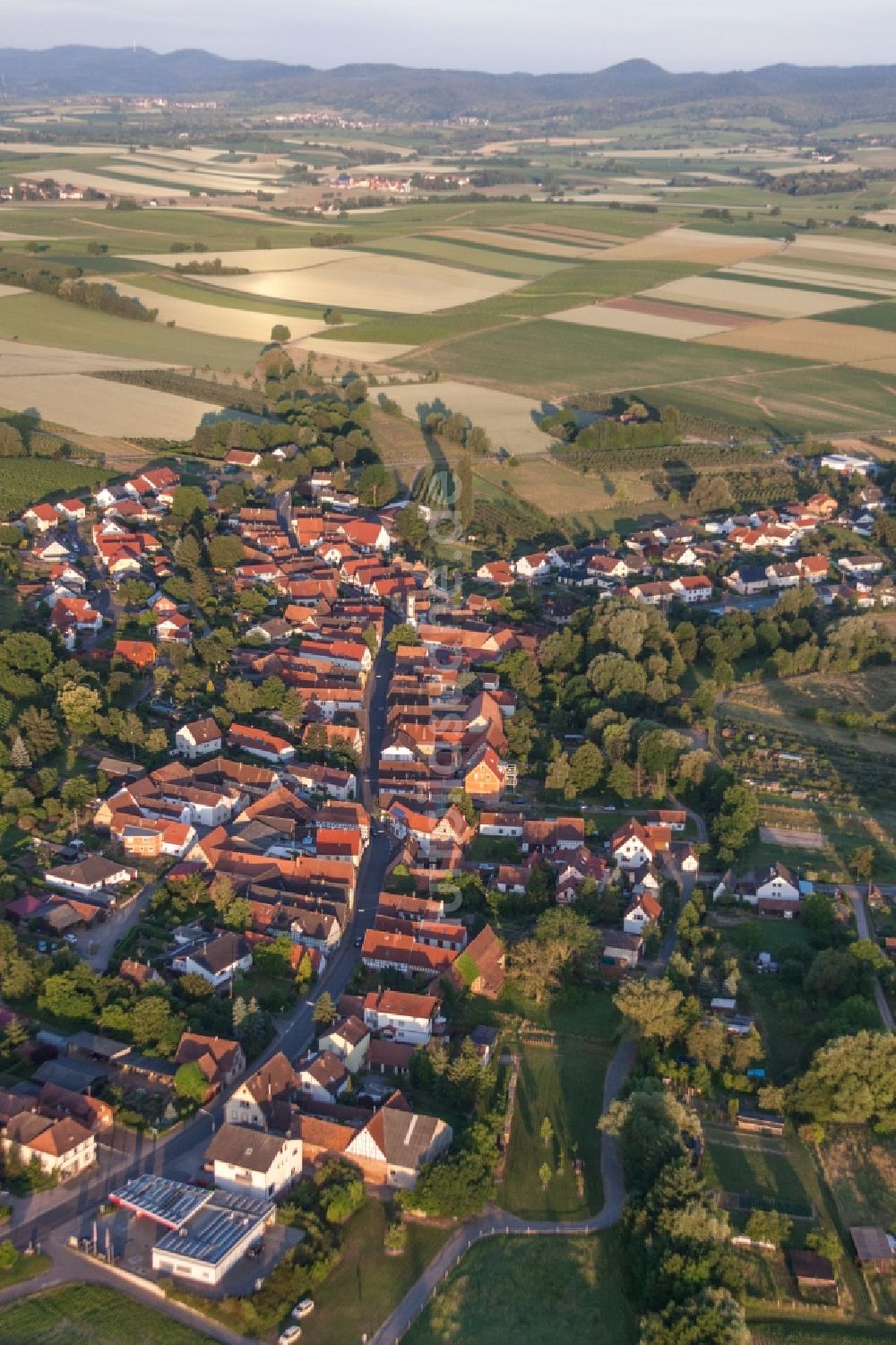 Oberhausen aus der Vogelperspektive: Dorf - Ansicht am Rande von Feldern in Oberhausen im Bundesland Rheinland-Pfalz, Deutschland