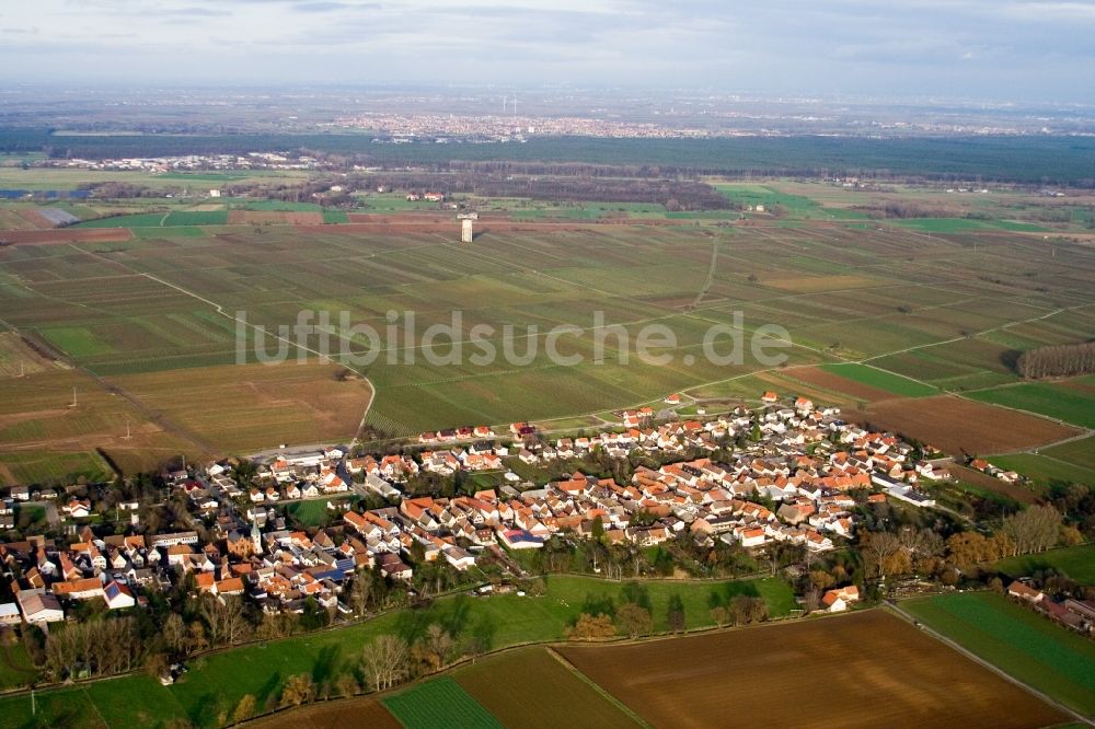 Luftbild Neustadt an der Weinstraße - Dorf - Ansicht am Rande von Feldern im Ortsteil Duttweiler in Neustadt an der Weinstraße im Bundesland Rheinland-Pfalz