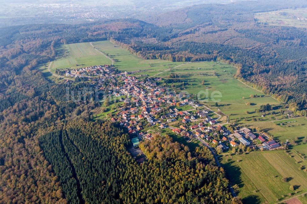 Gaggenau aus der Vogelperspektive: Dorf - Ansicht am Rande von Feldern im Ortsteil Freiolsheim in Gaggenau im Bundesland Baden-Württemberg, Deutschland