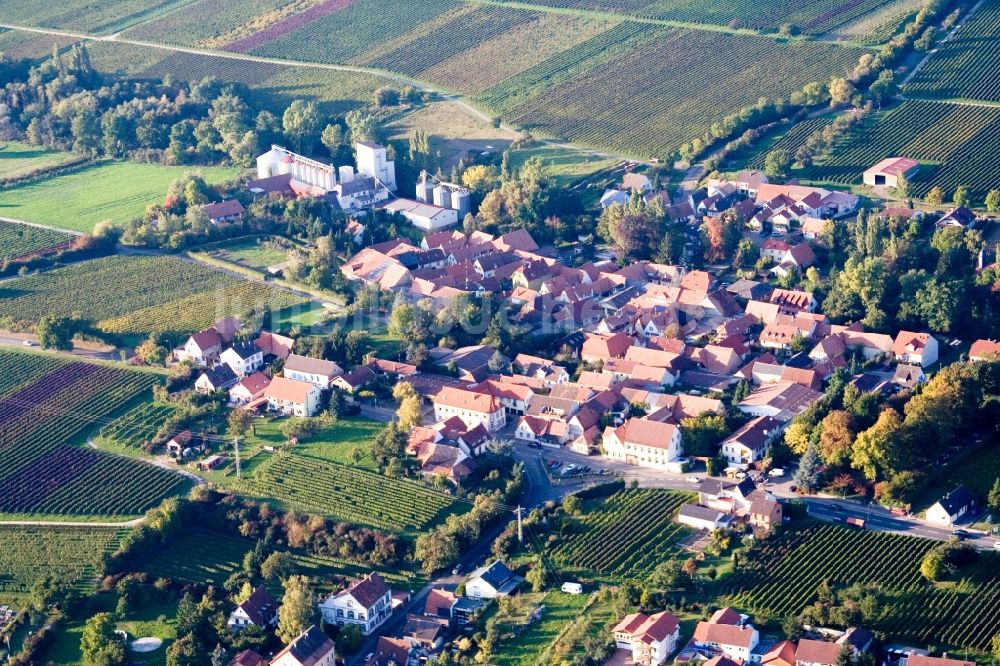 Luftbild Billigheim-Ingenheim - Dorf - Ansicht am Rande von Feldern im Ortsteil Ingenheim in Billigheim-Ingenheim im Bundesland Rheinland-Pfalz