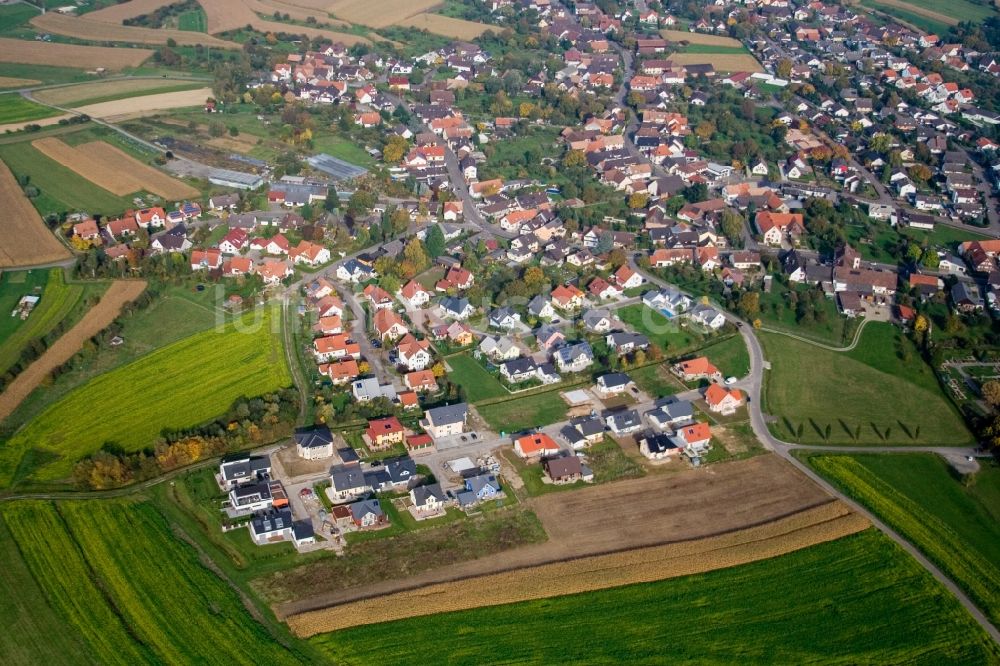 Willstätt aus der Vogelperspektive: Dorf - Ansicht am Rande von Feldern im Ortsteil Legelshurst in Willstätt im Bundesland Baden-Württemberg, Deutschland