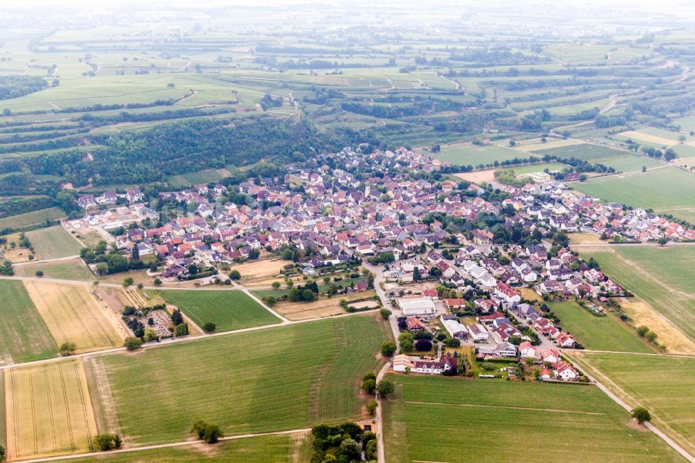 Breisach am Rhein aus der Vogelperspektive: Dorf - Ansicht am Rande von Feldern im Ortsteil Niederrimsingen in Breisach am Rhein im Bundesland Baden-Württemberg, Deutschland