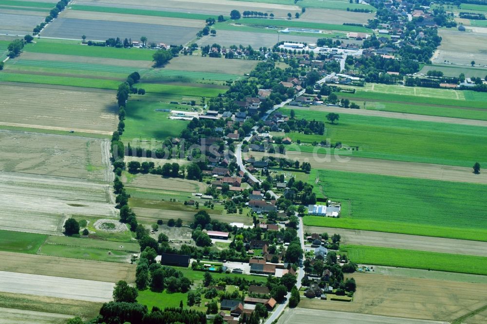 Rodewald aus der Vogelperspektive: Dorf - Ansicht am Rande von Feldern im Ortsteil Untere Bauerschaft in Rodewald im Bundesland Niedersachsen, Deutschland