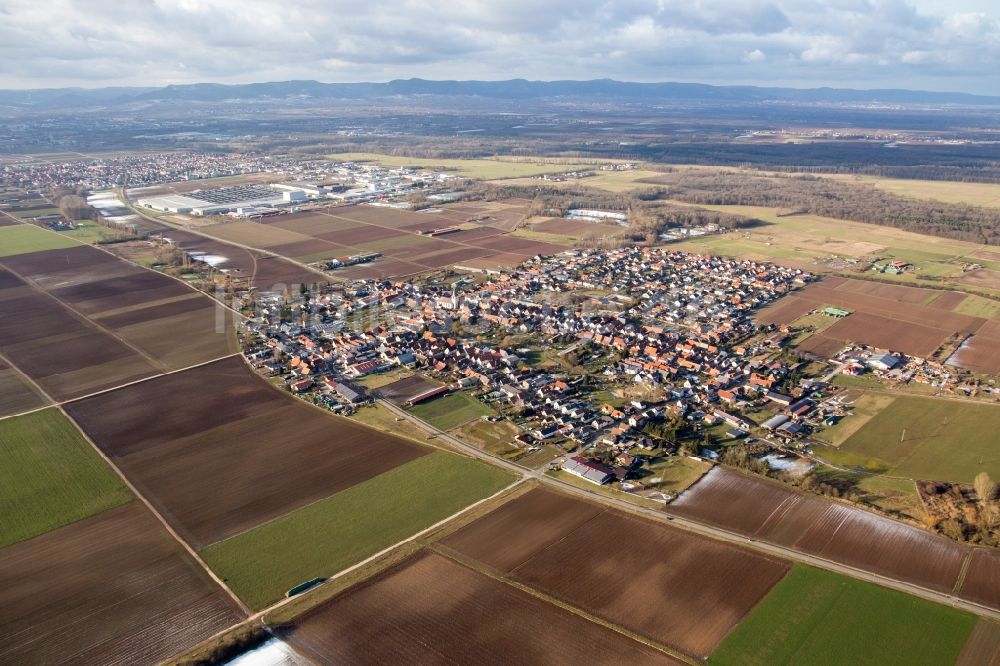 Ottersheim bei Landau von oben - Dorf - Ansicht am Rande von Feldern in Ottersheim bei Landau im Bundesland Rheinland-Pfalz, Deutschland