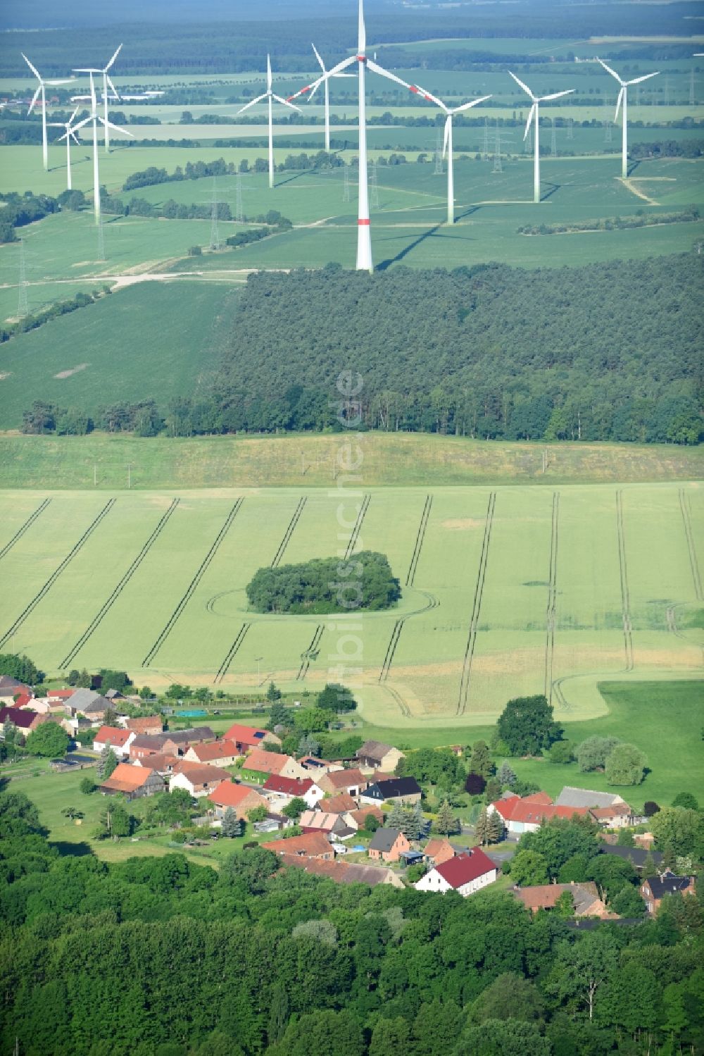 Luftbild Pitschen-Pickel - Dorf - Ansicht am Rande von Feldern in Pitschen-Pickel im Bundesland Brandenburg, Deutschland