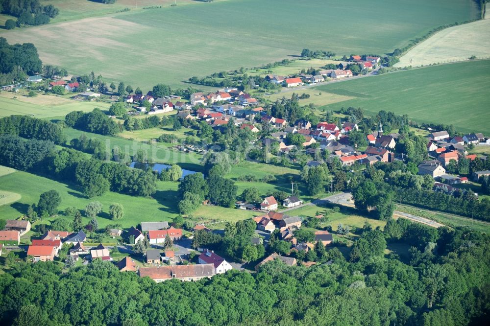 Luftaufnahme Pitschen-Pickel - Dorf - Ansicht am Rande von Feldern in Pitschen-Pickel im Bundesland Brandenburg, Deutschland