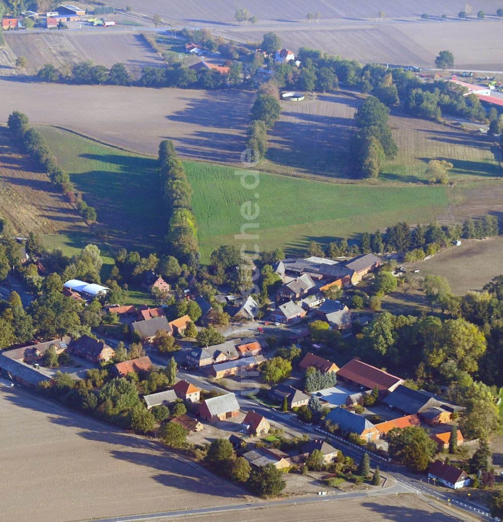 Platenlaase aus der Vogelperspektive: Dorf - Ansicht am Rande von Feldern in Platenlaase im Bundesland Niedersachsen, Deutschland