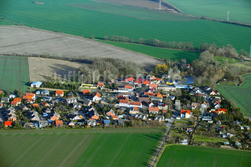 Luftbild Plössnitz - Dorf - Ansicht am Rande von Feldern in Plössnitz im Bundesland Sachsen-Anhalt, Deutschland