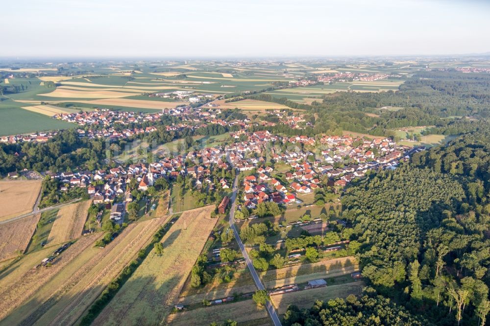 Scheibenhardt aus der Vogelperspektive: Dorf - Ansicht am Rande von Feldern in Scheibenhardt im Bundesland Rheinland-Pfalz, Deutschland