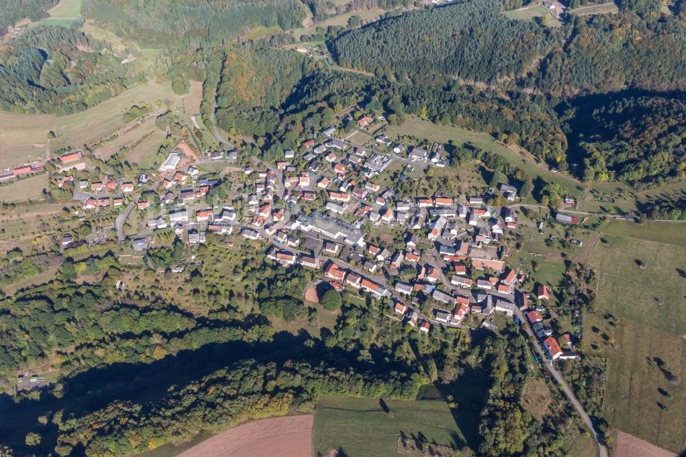 Schweix aus der Vogelperspektive: Dorf - Ansicht am Rande von Feldern in Schweix im Bundesland Rheinland-Pfalz, Deutschland