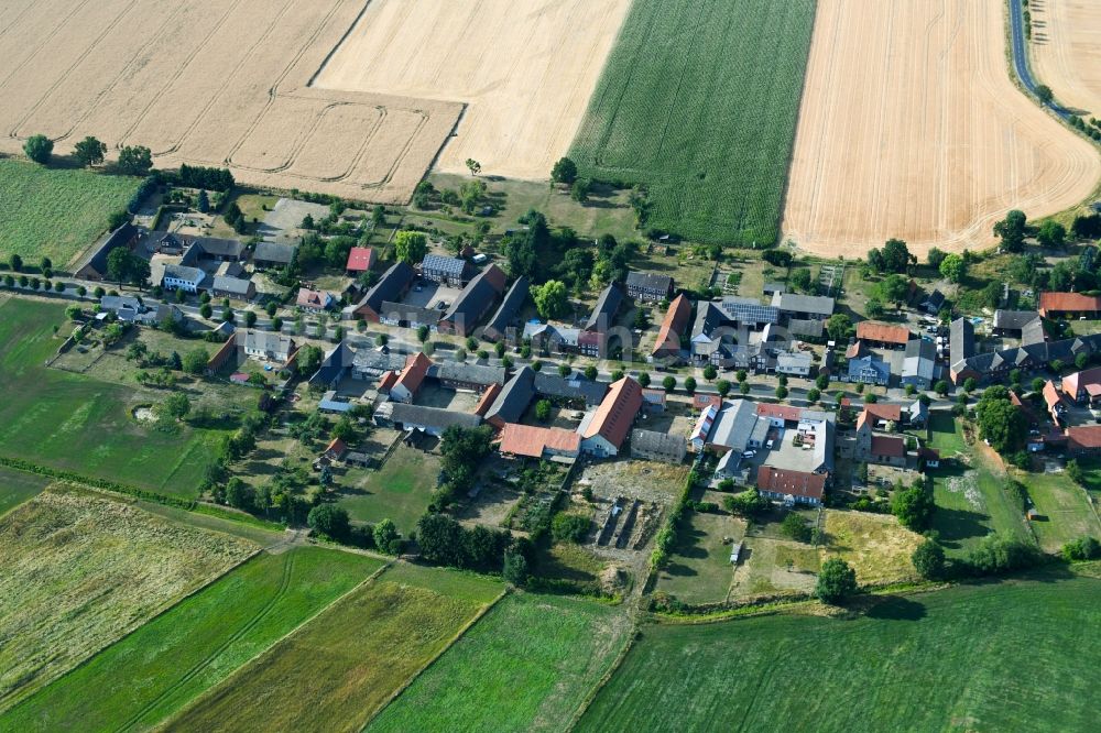 Luftaufnahme Thielbeer - Dorf - Ansicht am Rande von Feldern in Thielbeer im Bundesland Sachsen-Anhalt, Deutschland