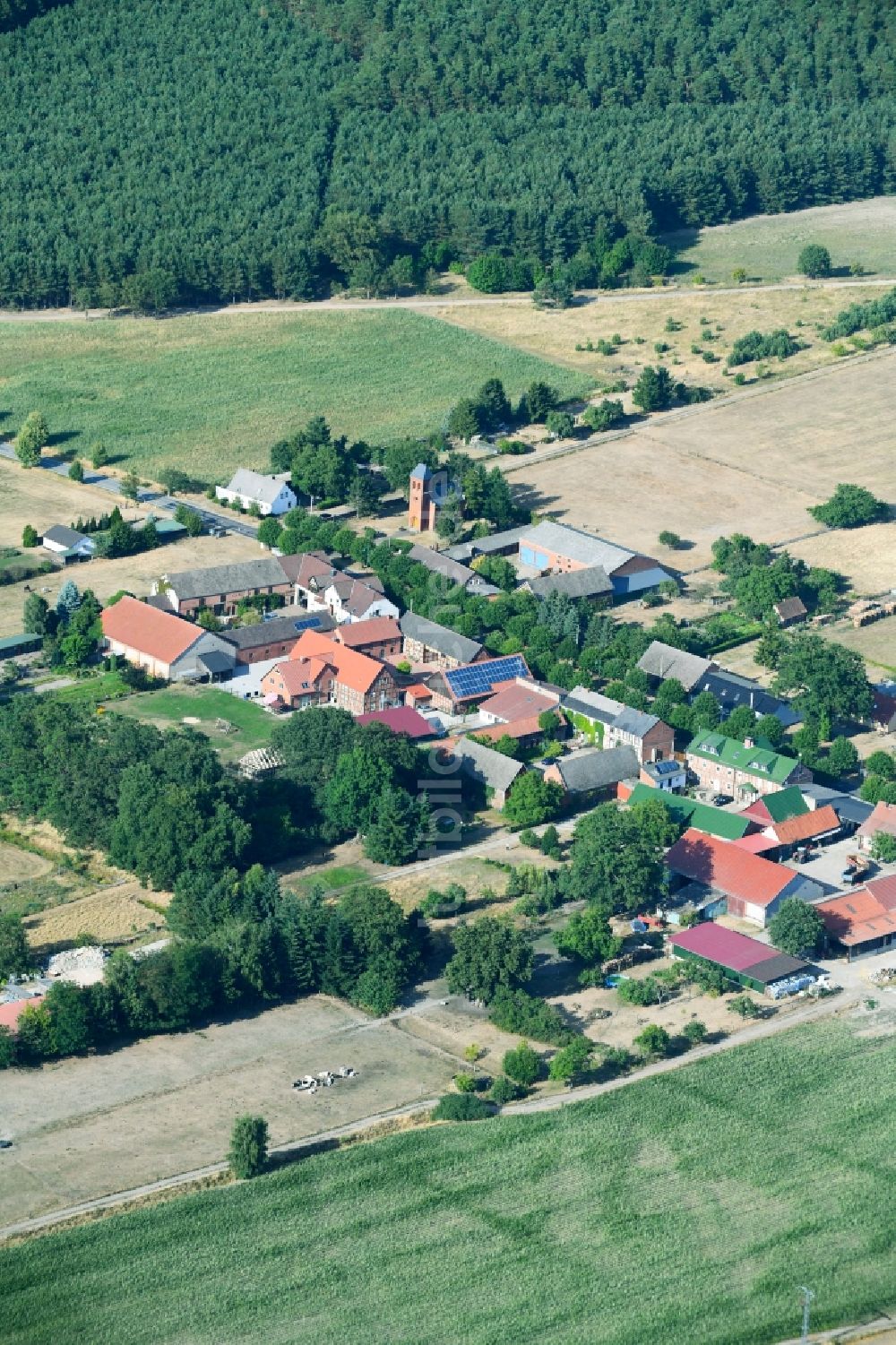 Zühlen von oben - Dorf - Ansicht am Rande von Feldern in Zühlen im Bundesland Sachsen-Anhalt, Deutschland