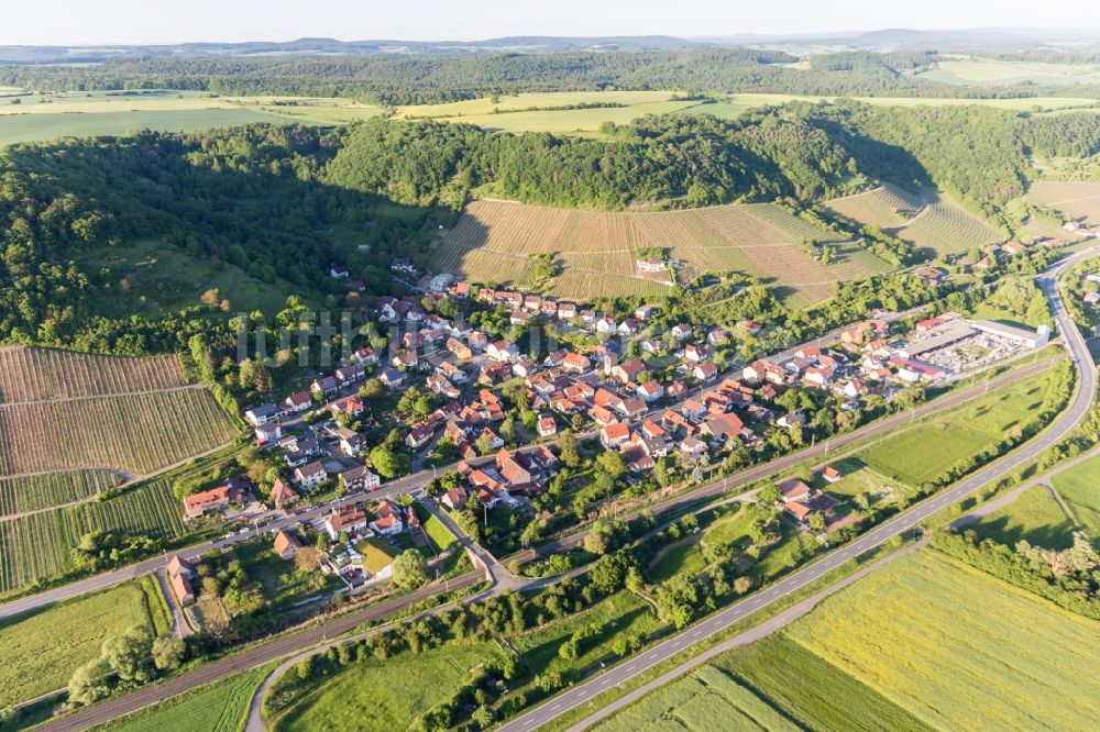 Ziegelanger von oben - Dorf - Ansicht am Rande von Feldern in Ziegelanger im Bundesland Bayern, Deutschland