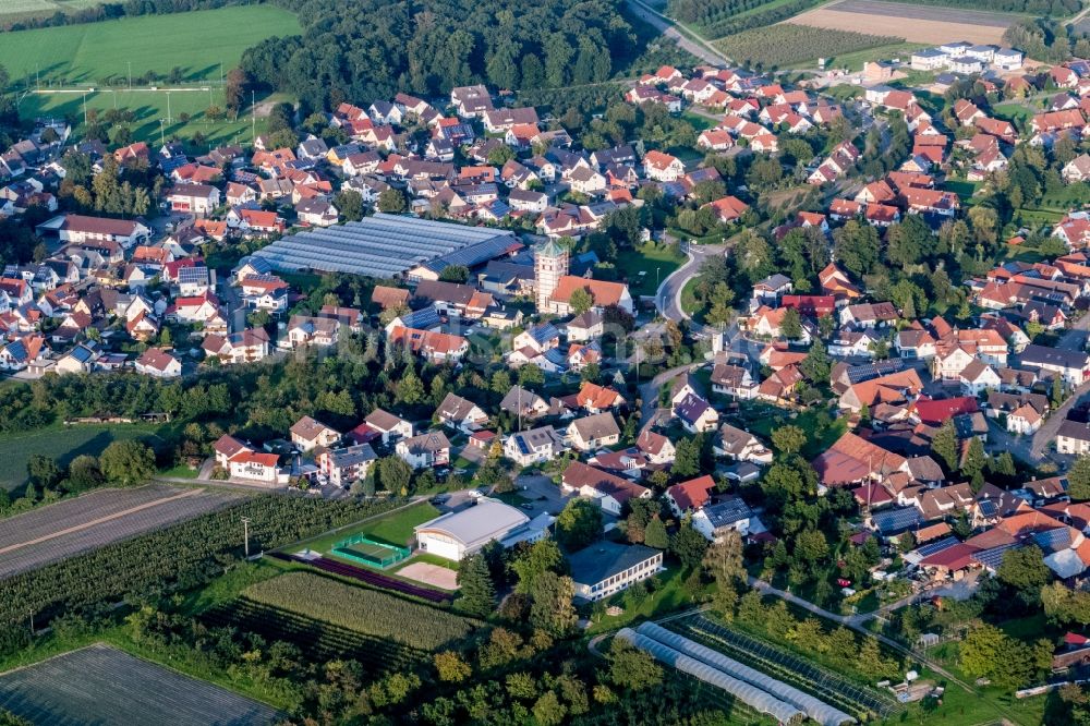 Zusenhofen von oben - Dorf - Ansicht am Rande von Feldern in Zusenhofen im Bundesland Baden-Württemberg, Deutschland