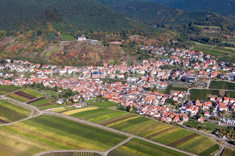 Luftbild Sankt Martin - Dorf - Ansicht am Rande der Haardt des Pfälzerwalds zwischen Weinbergen in Sankt Martin im Bundesland Rheinland-Pfalz, Deutschland