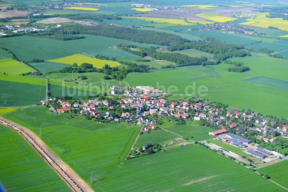 Luftbild Großdobritz - Dorf - Ansicht am Rande von landwirtschaftlichen Feldern in Großdobritz im Bundesland Sachsen, Deutschland