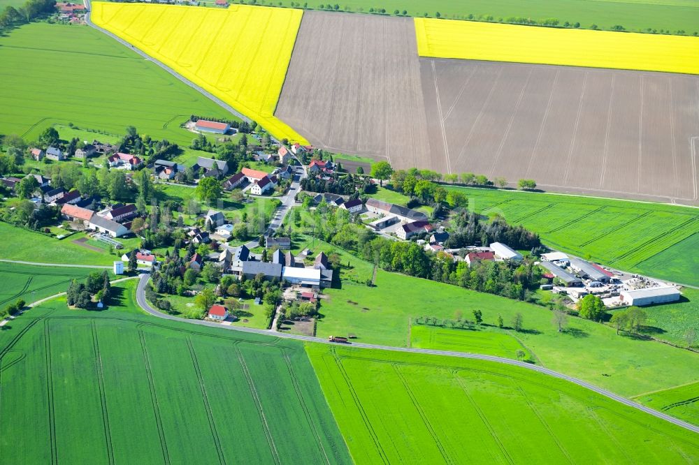 Luftbild Leisnitz - Dorf - Ansicht am Rande von landwirtschaftlichen Feldern in Leisnitz im Bundesland Sachsen, Deutschland