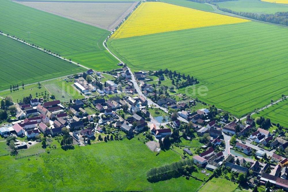 Luftbild Meltewitz - Dorf - Ansicht am Rande von landwirtschaftlichen Feldern in Meltewitz im Bundesland Sachsen, Deutschland