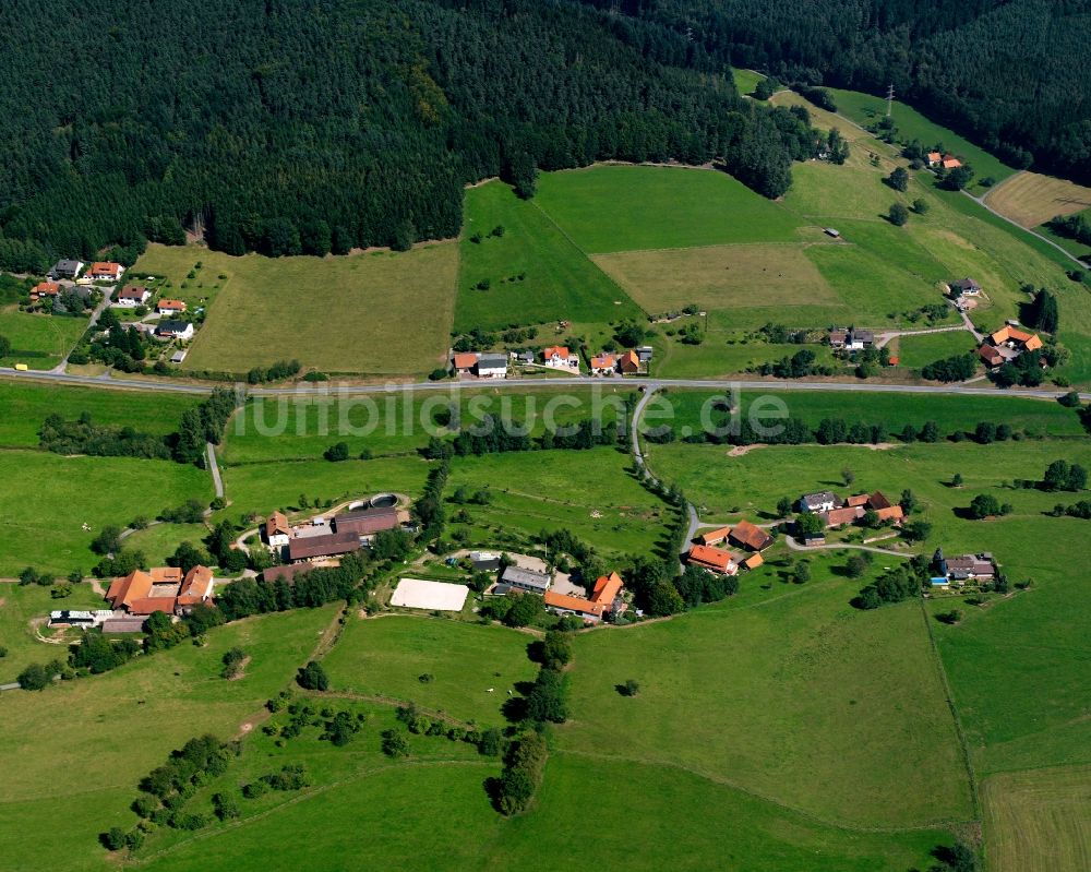 Luftaufnahme Airlenbach - Dorf - Ansicht am Rande Waldgebieten in Airlenbach im Bundesland Hessen, Deutschland