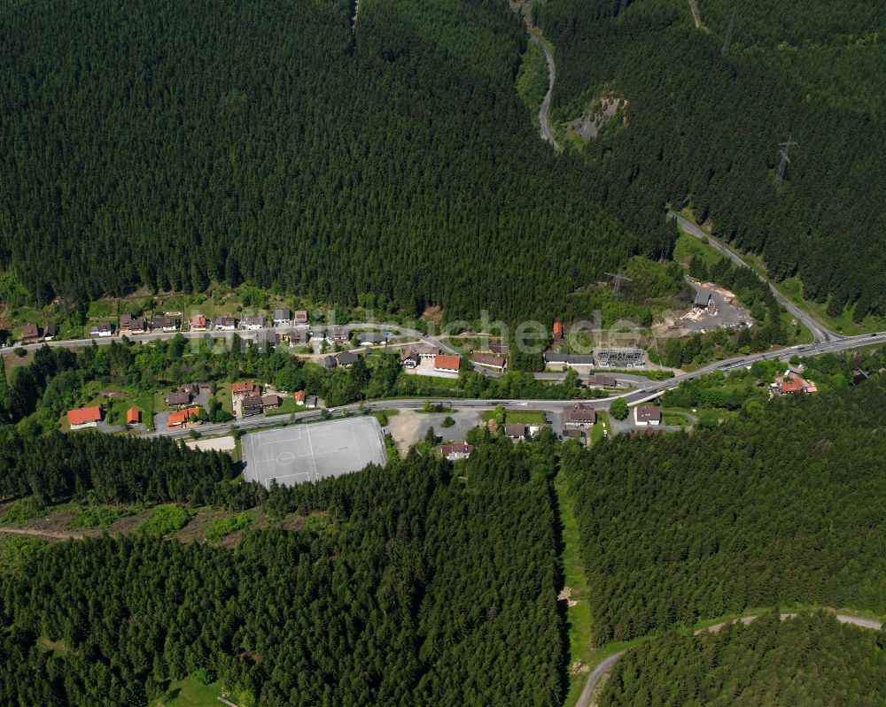 Luftbild Altenau - Dorf - Ansicht am Rande von Waldgebieten in Altenau im Bundesland Niedersachsen, Deutschland