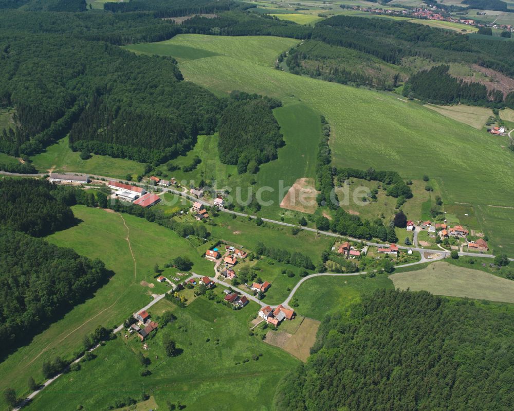 Weilrode von oben - Dorf - Ansicht am Rande von Waldgebieten in Bockelnhagen im Bundesland Thüringen, Deutschland