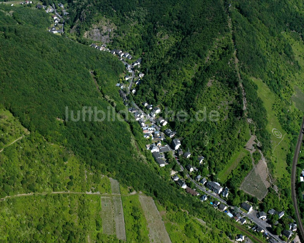 Boppard von oben - Dorf - Ansicht am Rande von Waldgebieten in Boppard im Bundesland Rheinland-Pfalz, Deutschland