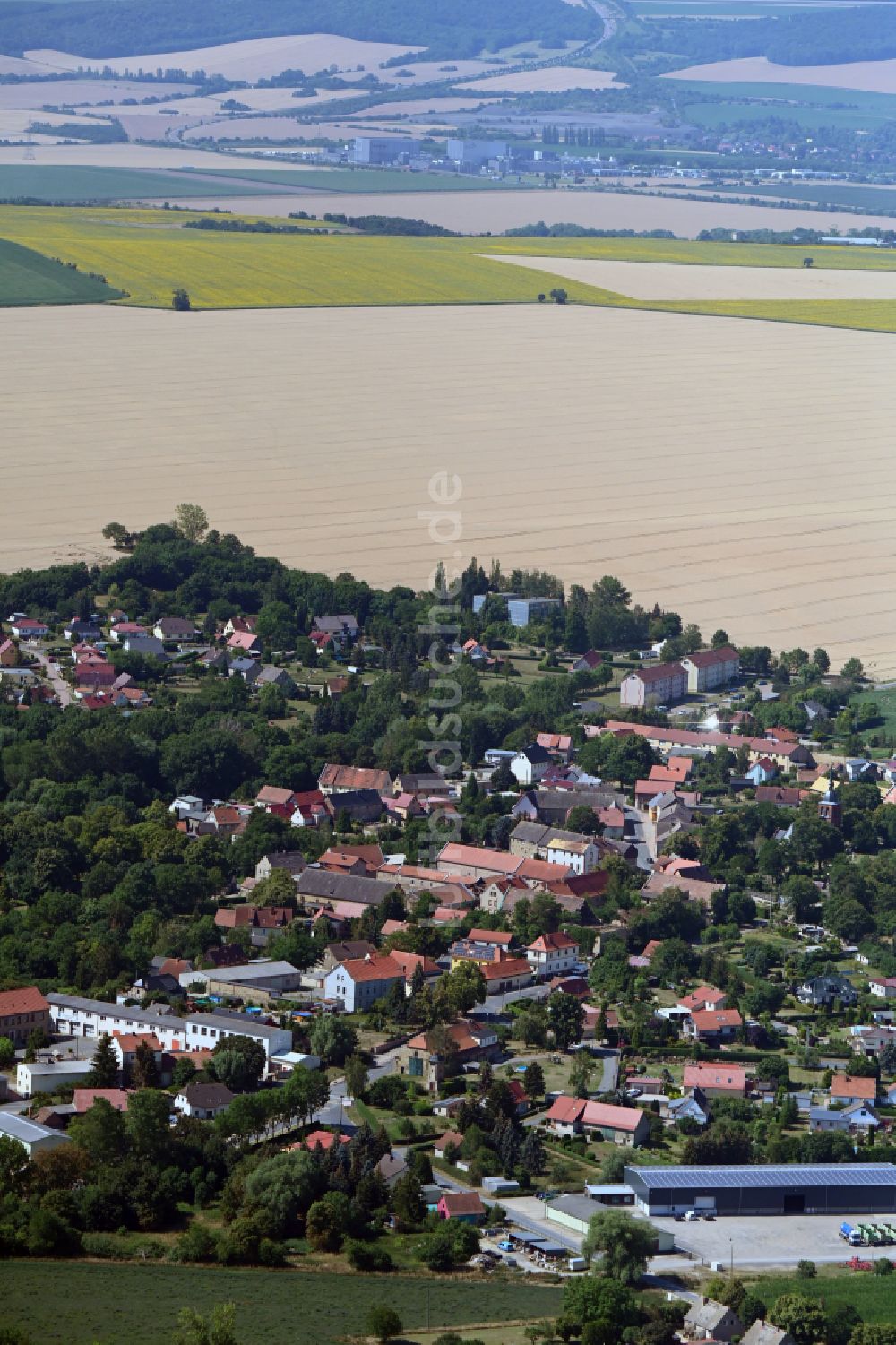 Dederstedt von oben - Dorf - Ansicht am Rande von Waldgebieten in Dederstedt im Bundesland Sachsen-Anhalt, Deutschland