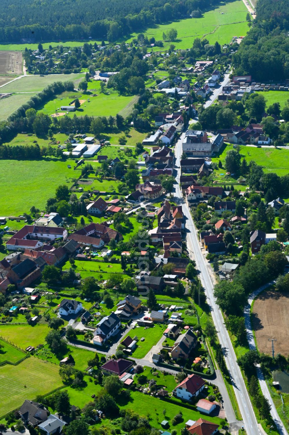 Dorna aus der Vogelperspektive: Dorf - Ansicht am Rande von Waldgebieten in Dorna im Bundesland Thüringen, Deutschland