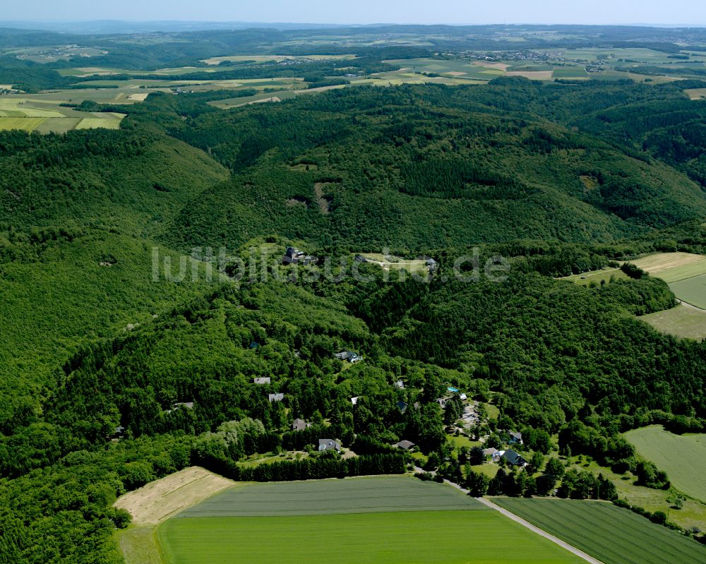 Luftaufnahme Dorweiler - Dorf - Ansicht am Rande von Waldgebieten in Dorweiler im Bundesland Rheinland-Pfalz, Deutschland