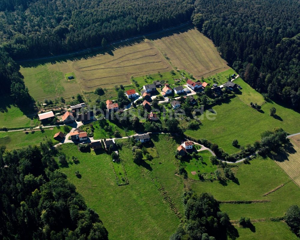 Falken-Gesäß von oben - Dorf - Ansicht am Rande Waldgebieten in Falken-Gesäß im Bundesland Hessen, Deutschland