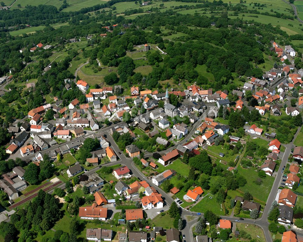 Luftaufnahme Ferienpark Burgblick - Dorf - Ansicht am Rande von Waldgebieten in Ferienpark Burgblick im Bundesland Hessen, Deutschland